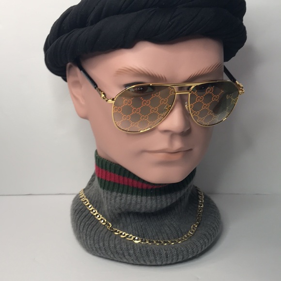 Gucci Other - 💯 - New Auth GUCCI Green Logo Pilot Unisex  Sunglasses GG1220S 004 59